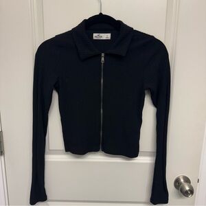 NWOT! Hollister Black Zip-Up Ribbed Sweater, Small